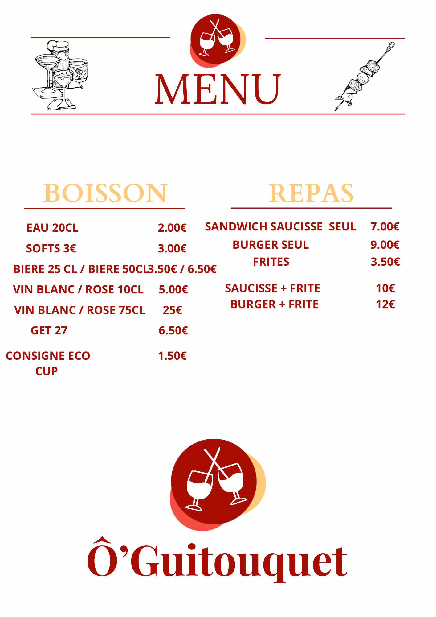 MENU - Menu du 1er Février