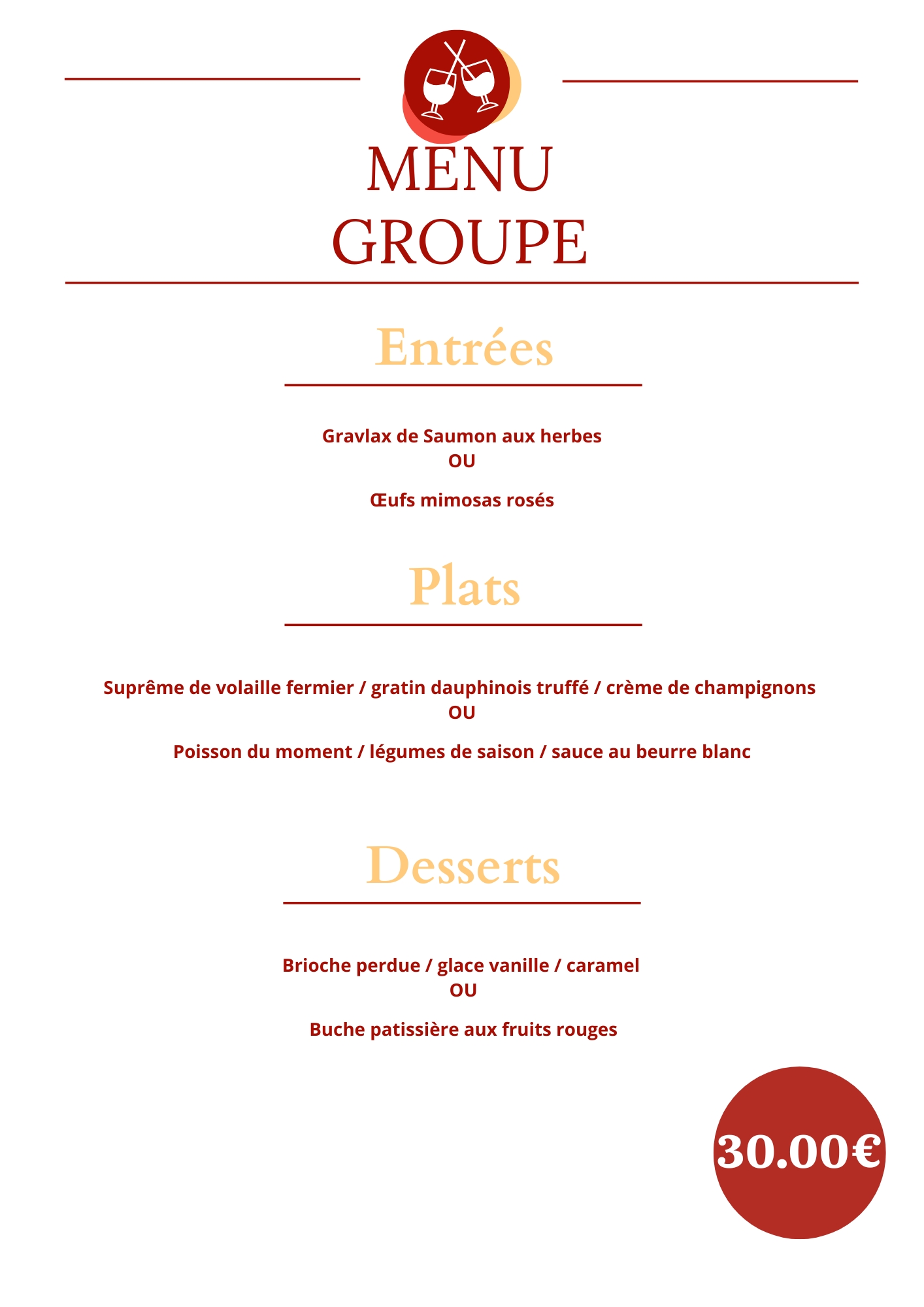 MENU - Menu du 1er Février