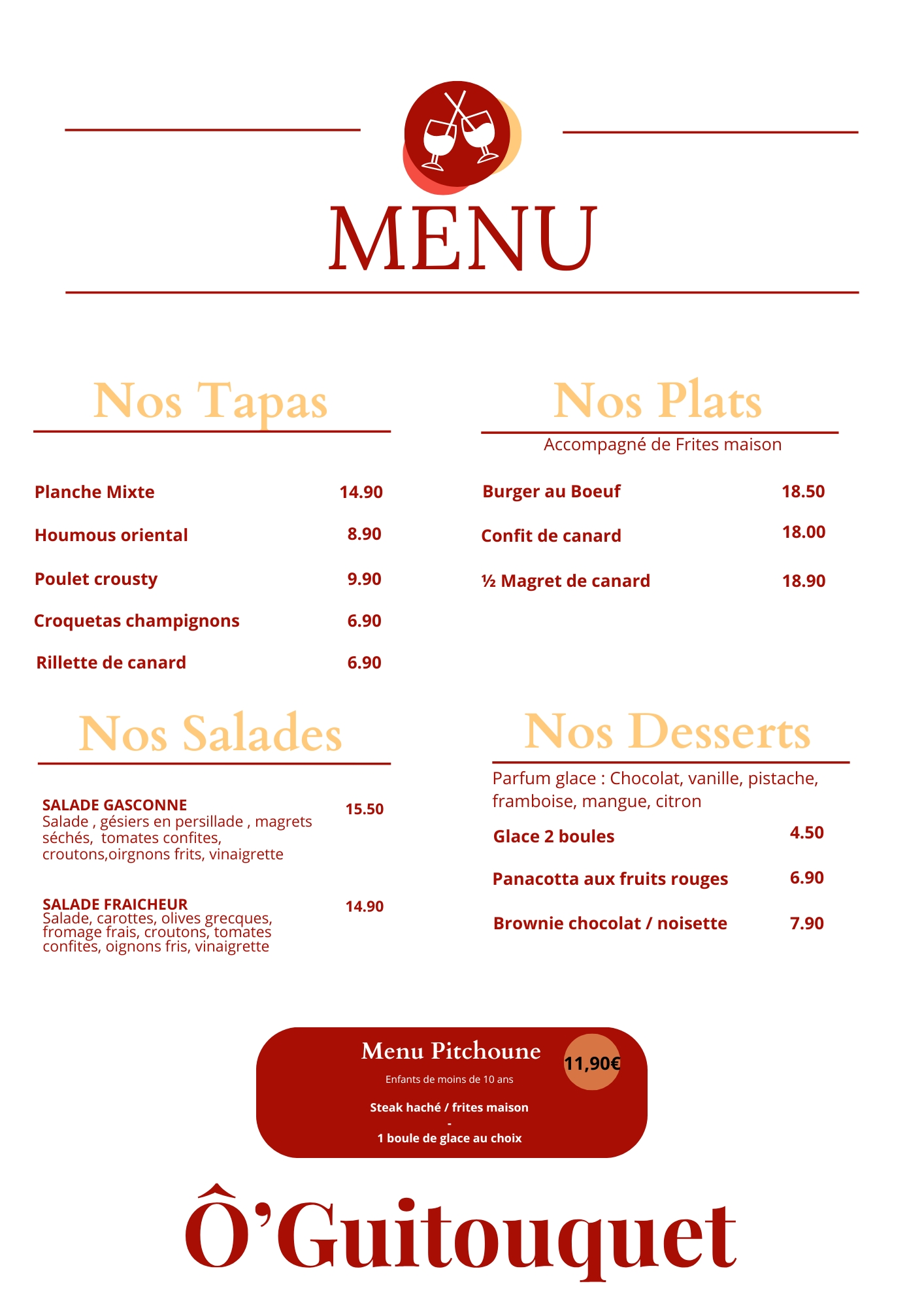 MENU - Menu du 1er Février