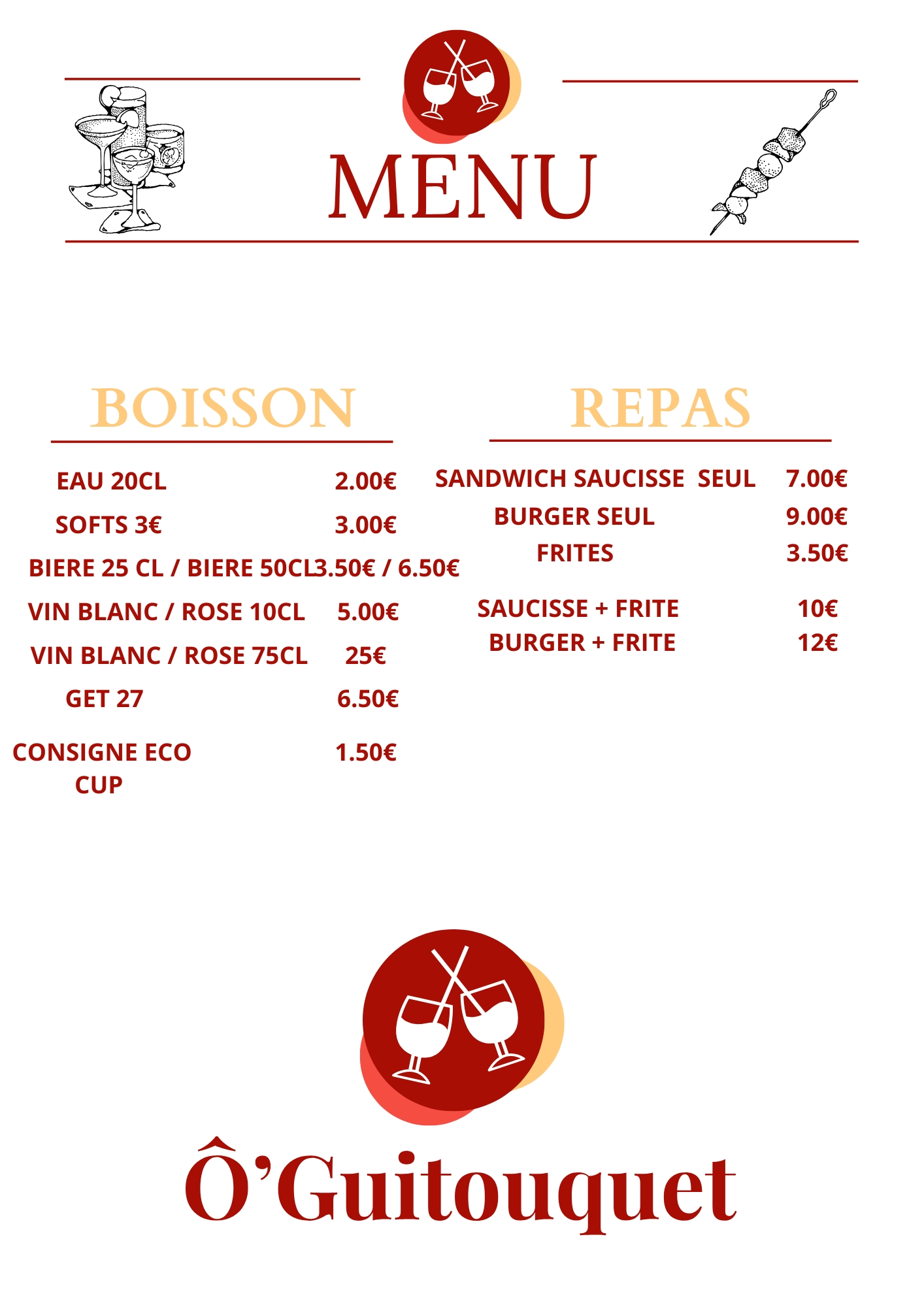 MENU - Menu du 1er Février